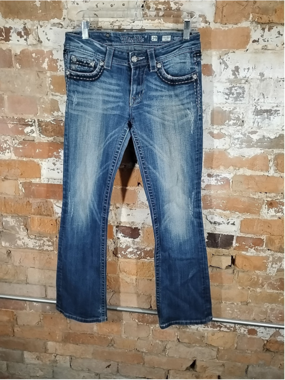 MISS ME Jeans JW5305B3 Rhinestone STUDS 29 Bootcut Distressed